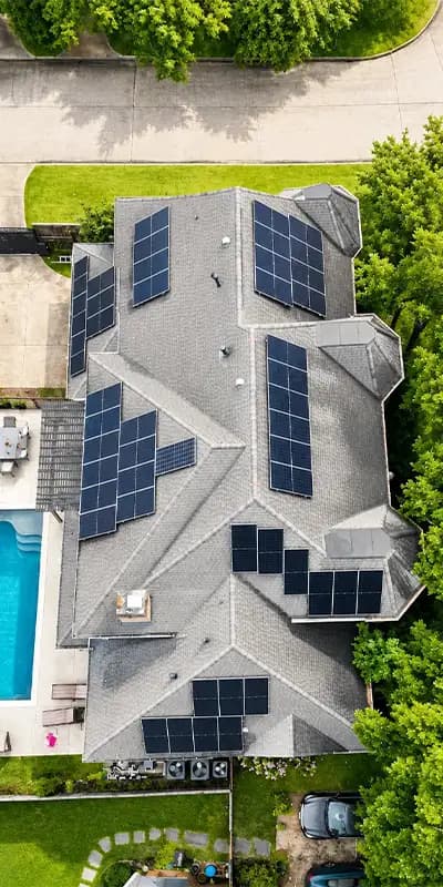 San Antonio Luxury Solar Rooftop Home Aerial View Mobile
